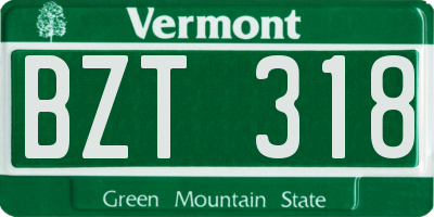 VT license plate BZT318