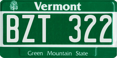 VT license plate BZT322
