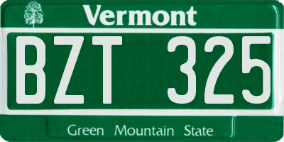 VT license plate BZT325