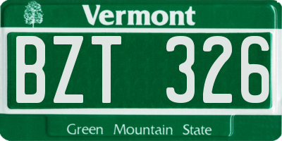 VT license plate BZT326