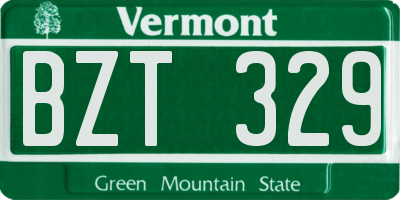 VT license plate BZT329