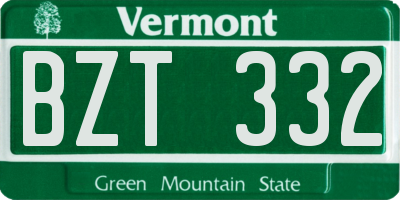VT license plate BZT332