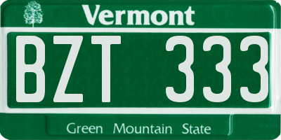 VT license plate BZT333