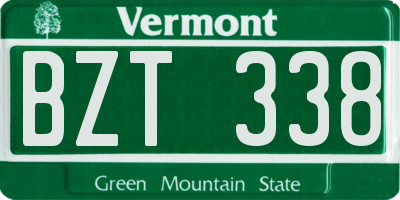 VT license plate BZT338