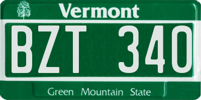VT license plate BZT340