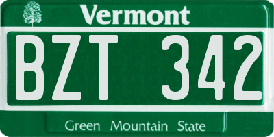 VT license plate BZT342