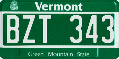 VT license plate BZT343