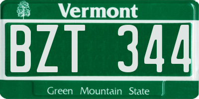 VT license plate BZT344