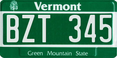 VT license plate BZT345