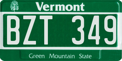 VT license plate BZT349