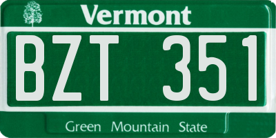 VT license plate BZT351