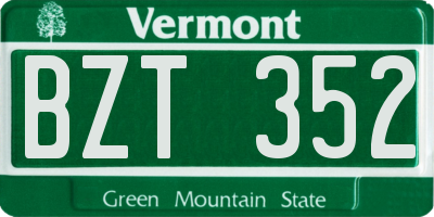 VT license plate BZT352