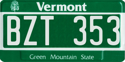 VT license plate BZT353