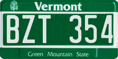 VT license plate BZT354