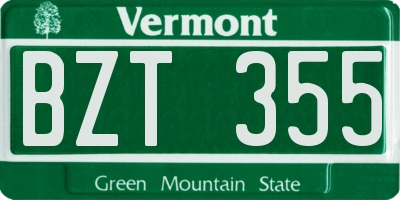 VT license plate BZT355