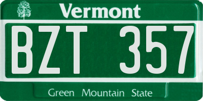VT license plate BZT357