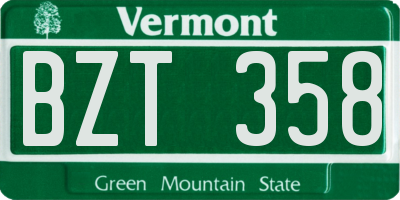 VT license plate BZT358