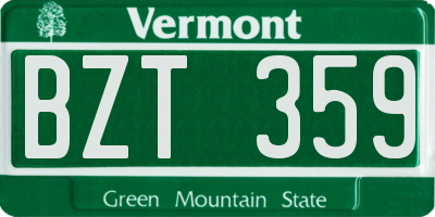 VT license plate BZT359