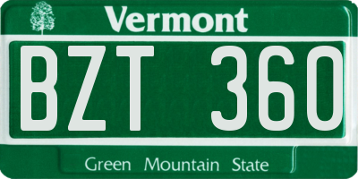 VT license plate BZT360