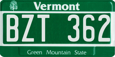 VT license plate BZT362