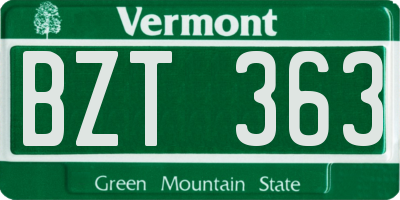 VT license plate BZT363