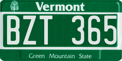 VT license plate BZT365