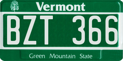 VT license plate BZT366