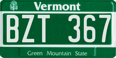 VT license plate BZT367