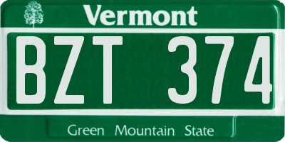 VT license plate BZT374