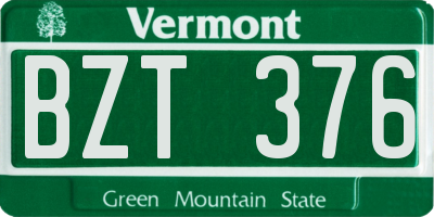 VT license plate BZT376