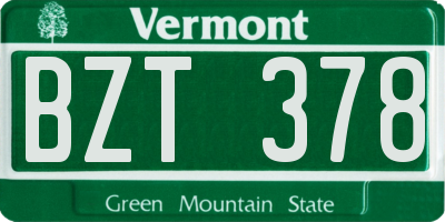 VT license plate BZT378