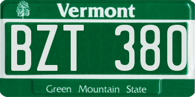 VT license plate BZT380