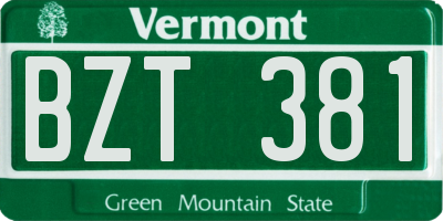 VT license plate BZT381