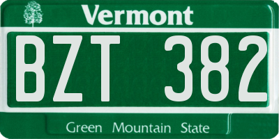 VT license plate BZT382