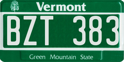 VT license plate BZT383