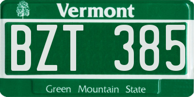 VT license plate BZT385