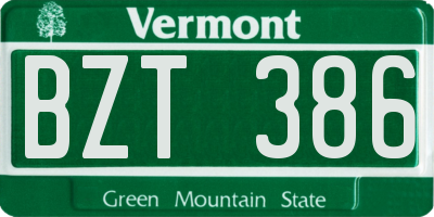 VT license plate BZT386