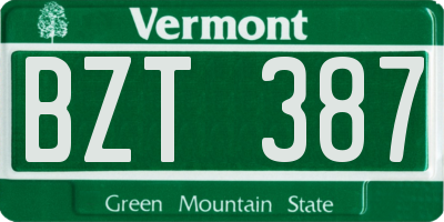 VT license plate BZT387