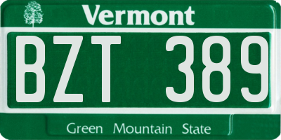 VT license plate BZT389