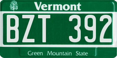 VT license plate BZT392