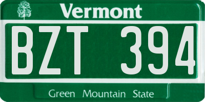VT license plate BZT394