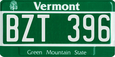 VT license plate BZT396