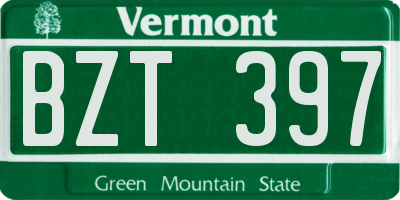 VT license plate BZT397