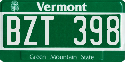 VT license plate BZT398