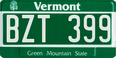 VT license plate BZT399