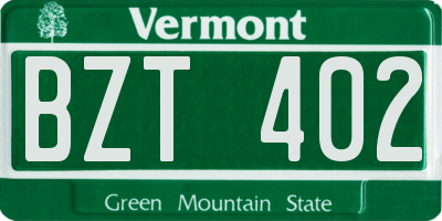VT license plate BZT402