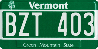 VT license plate BZT403
