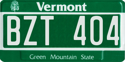 VT license plate BZT404
