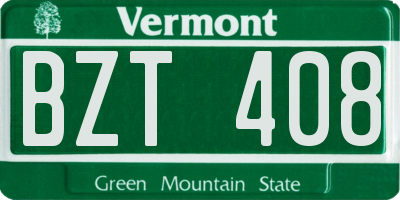 VT license plate BZT408