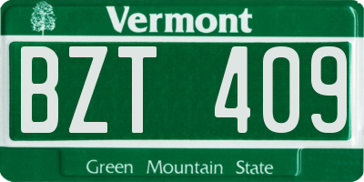 VT license plate BZT409